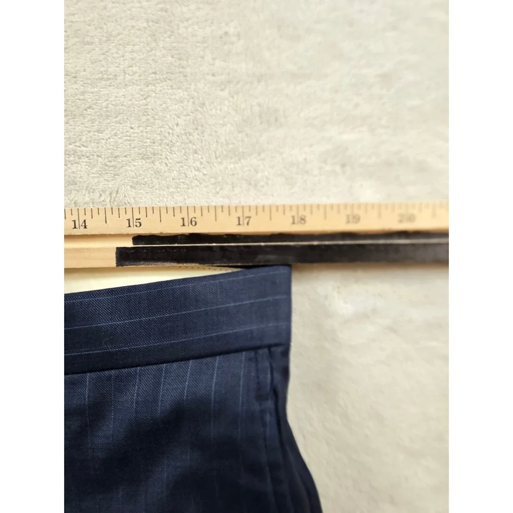 Cremieux Loro Piana Suit Mens 41L 2 Piece Pants 36x32 Navy Pinstripe 130s Wool